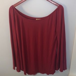 Piko Off the Shoulder Deep Red/ Maroon Shirt